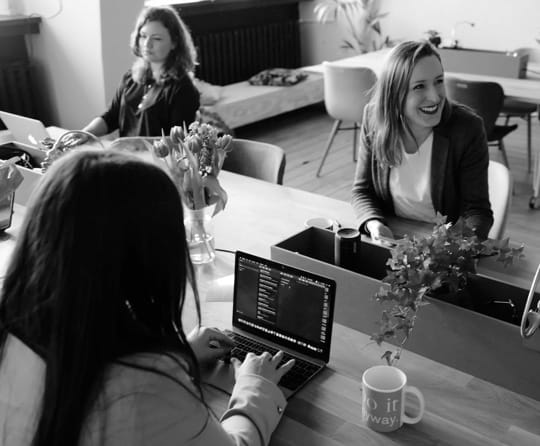 young womens work at the office